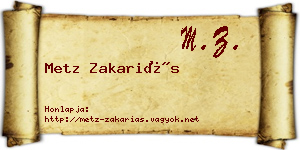 Metz Zakariás névjegykártya